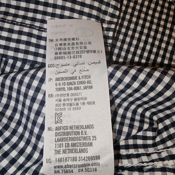 Abercrombie & Fitch Women Gingham L Blue‎ White Button Shirt Long Sleeve Preppy - Picture 9 of 12